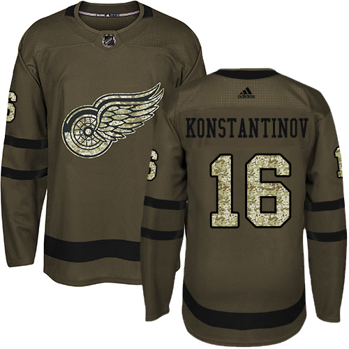 Adidas Red Wings #16 Vladimir Konstantinov Green Salute to Service Stitched NHL Jersey