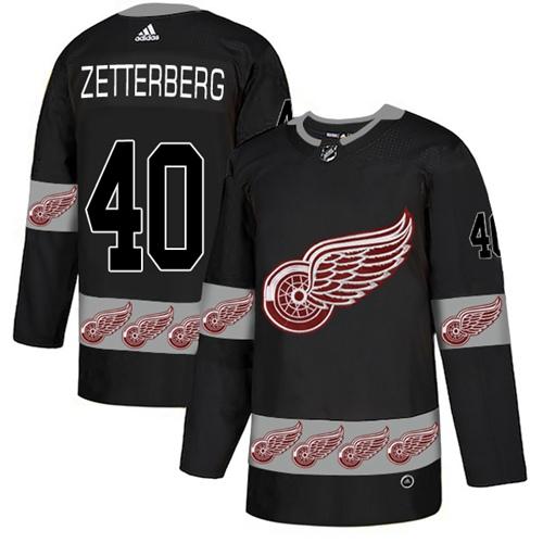 Adidas Red Wings #40 Henrik Zetterberg Black Authentic Team Logo Fashion Stitched NHL Jersey