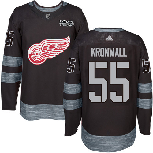 Adidas Red Wings #55 Niklas Kronwall Black 1917-2017 100th Anniversary Stitched NHL Jersey