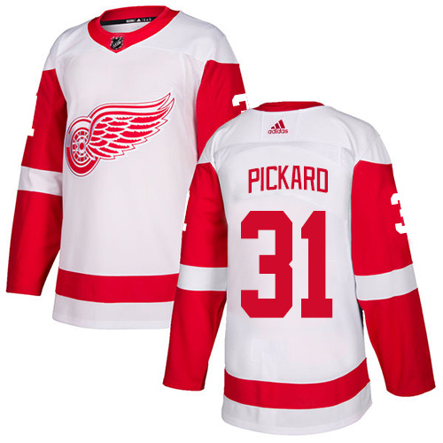 Adidas Red Wings #31 Calvin Pickard White Road Authentic Stitched NHL Jersey