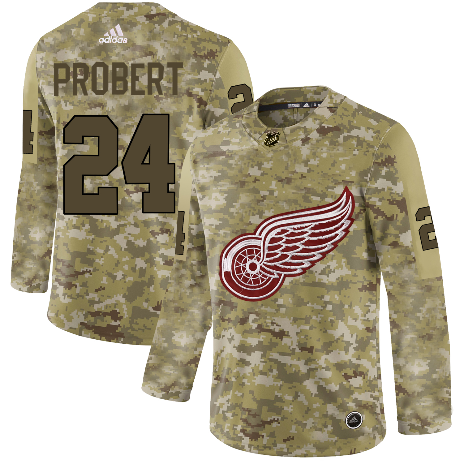 Adidas Red Wings #24 Bob Probert Camo Authentic Stitched NHL Jersey