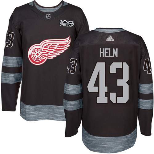 Adidas Red Wings #43 Darren Helm Black 1917-2017 100th Anniversary Stitched NHL Jersey