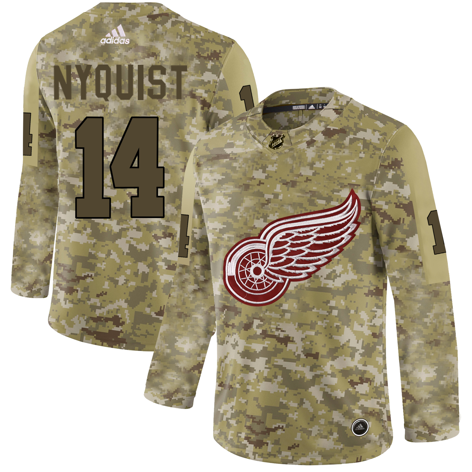 Adidas Red Wings #14 Gustav Nyquist Camo Authentic Stitched NHL Jersey
