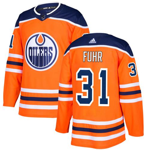 Adidas Oilers #31 Grant Fuhr Orange Home Authentic Stitched NHL Jersey