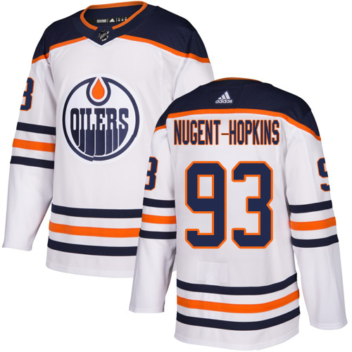 Adidas Oilers #93 Ryan Nugent-Hopkins White Road Authentic Stitched NHL Jersey