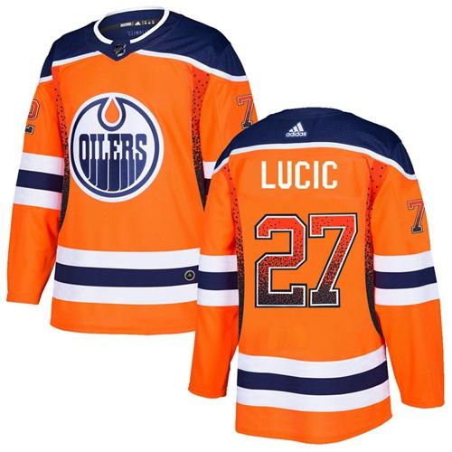 Adidas Oilers #27 Milan Lucic Orange Home Authentic Drift Fashion Stitched NHL Jersey