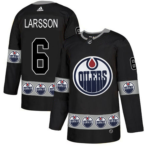 Adidas Oilers #6 Adam Larsson Black Authentic Team Logo Fashion Stitched NHL Jersey