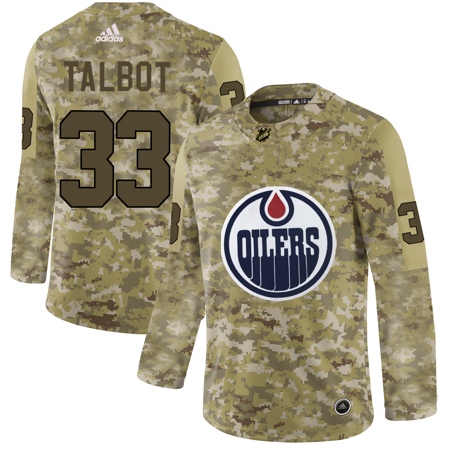 Adidas Oilers #33 Cam Talbot Camo Authentic Stitched NHL Jersey