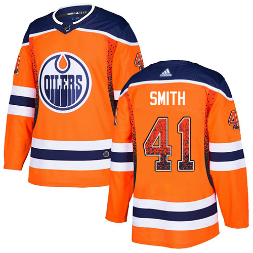 Adidas Oilers #41 Mike Smith Orange Home Authentic Drift Fashion Stitched NHL Jersey