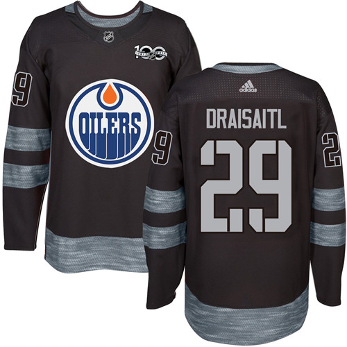 Adidas Oilers #29 Leon Draisaitl Black 1917-2017 100th Anniversary Stitched NHL Jersey