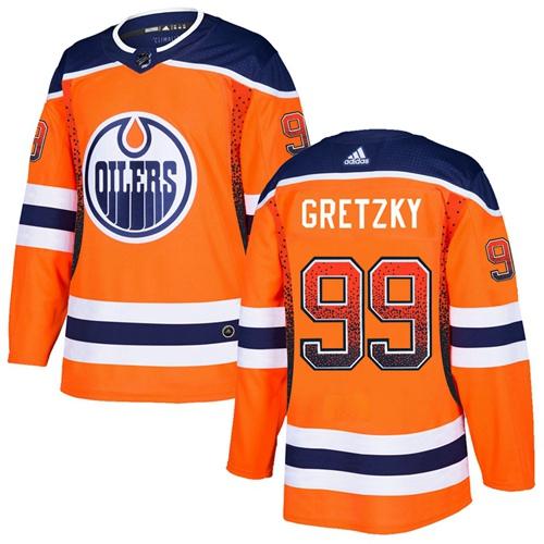 Adidas Oilers #99 Wayne Gretzky Orange Home Authentic Drift Fashion Stitched NHL Jersey
