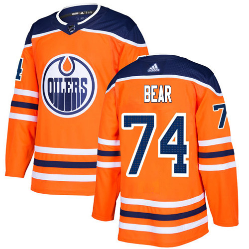 Adidas Oilers #74 Ethan Bear Orange Home Authentic Stitched NHL Jersey