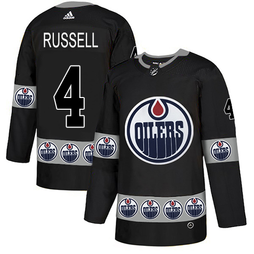 Adidas Oilers #4 Kris Russell Black Authentic Team Logo Fashion Stitched NHL Jersey