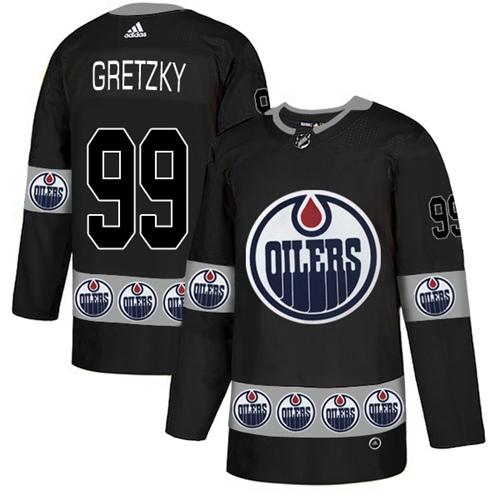 Adidas Oilers #99 Wayne Gretzky Black Authentic Team Logo Fashion Stitched NHL Jersey