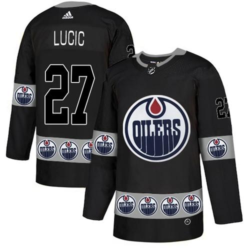 Adidas Oilers #27 Milan Lucic Black Authentic Team Logo Fashion Stitched NHL Jersey