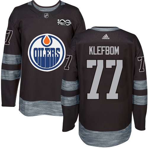 Adidas Oilers #77 Oscar Klefbom Black 1917-2017 100th Anniversary Stitched NHL Jersey