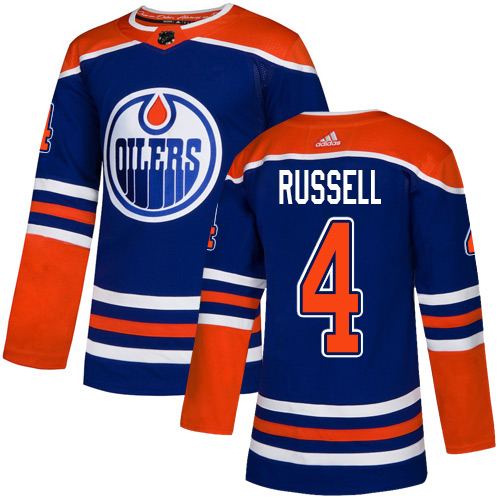 Adidas Oilers #4 Kris Russell Royal Blue Alternate Authentic Stitched NHL Jersey