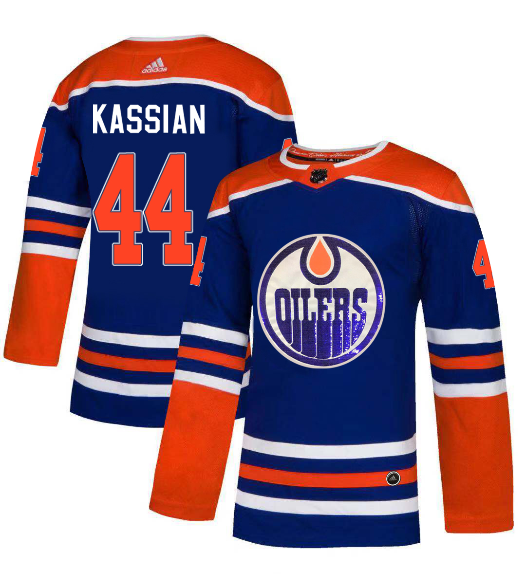 Adidas Oilers #44 Zack Kassian Royal Blue Sequin Embroidery Fashion Stitched NHL Jersey