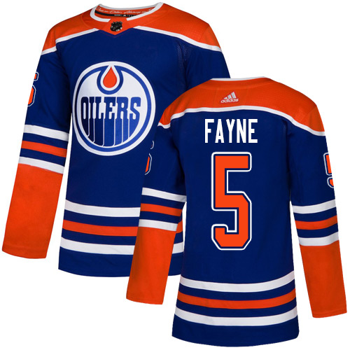 Adidas Oilers #5 Mark Fayne Royal Blue Alternate Authentic Stitched NHL Jersey