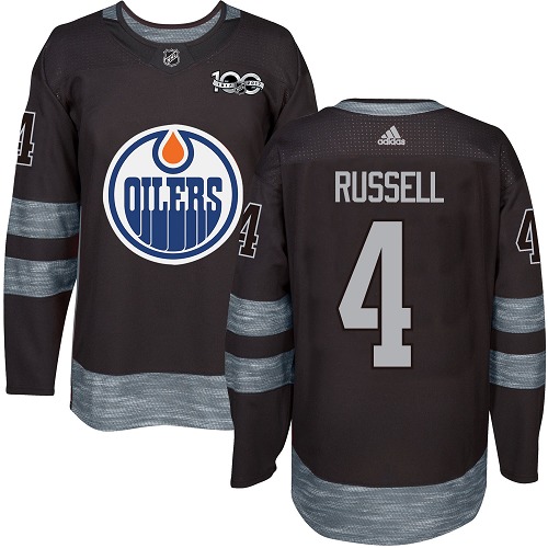 Adidas Oilers #4 Kris Russell Black 1917-2017 100th Anniversary Stitched NHL Jersey