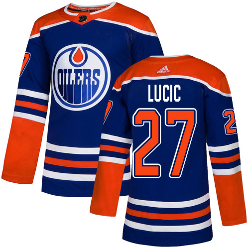 Adidas Oilers #27 Milan Lucic Royal Alternate Authentic Stitched NHL Jersey