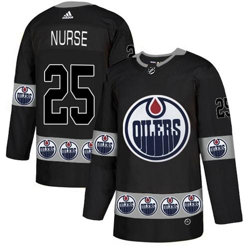 Adidas Oilers #25 Darnell Nurse Black Authentic Team Logo Fashion Stitched NHL Jersey
