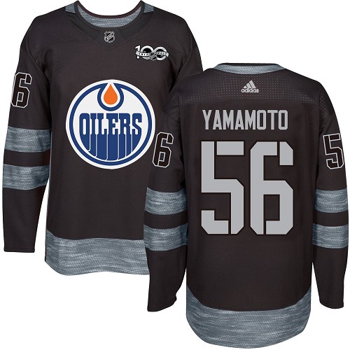 Adidas Oilers #56 Kailer Yamamoto Black 1917-2017 100th Anniversary Stitched NHL Jersey