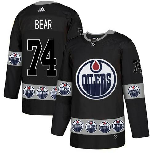 Adidas Oilers #74 Ethan Bear Black Authentic Team Logo Fashion Stitched NHL Jersey