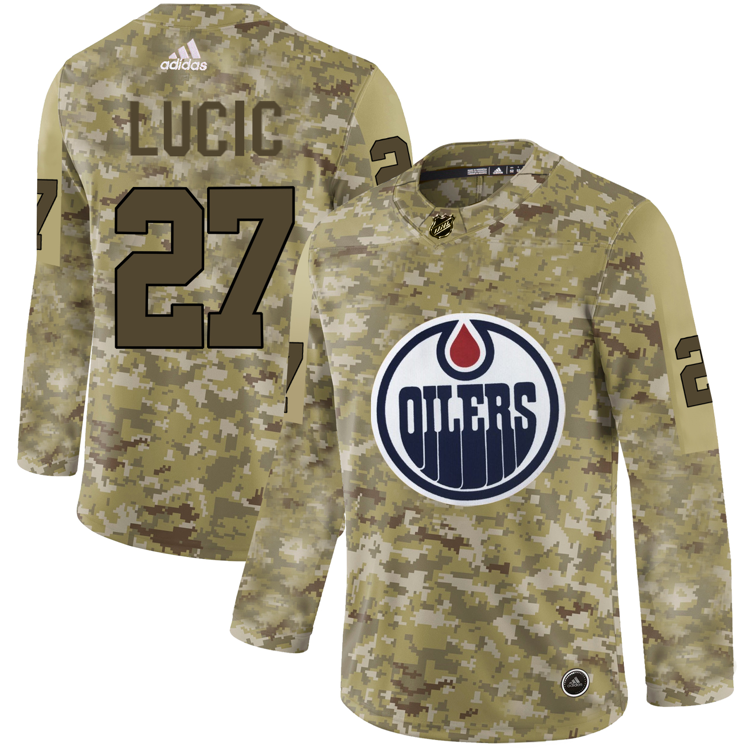 Adidas Oilers #27 Milan Lucic Camo Authentic Stitched NHL Jersey