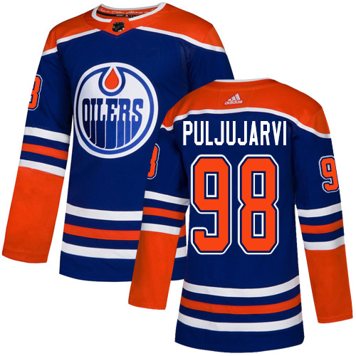Adidas Oilers #98 Jesse Puljujarvi Royal Blue Alternate Authentic Stitched NHL Jersey