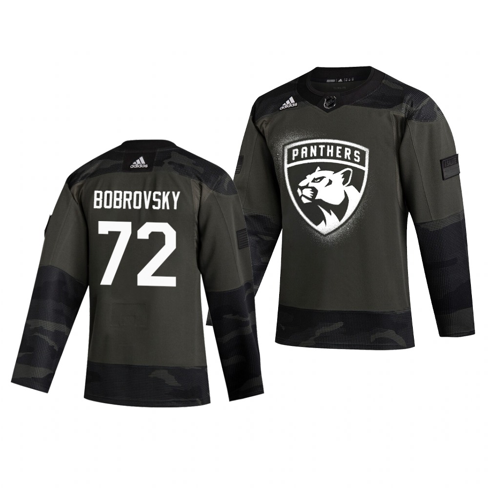 Florida Panthers #72 Sergei Bobrovsky Adidas 2019 Veterans Day Men's Authentic Practice NHL Jersey Camo