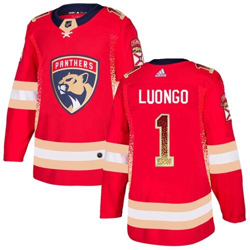 Adidas Panthers #1 Roberto Luongo Red Home Authentic Drift Fashion Stitched NHL Jersey