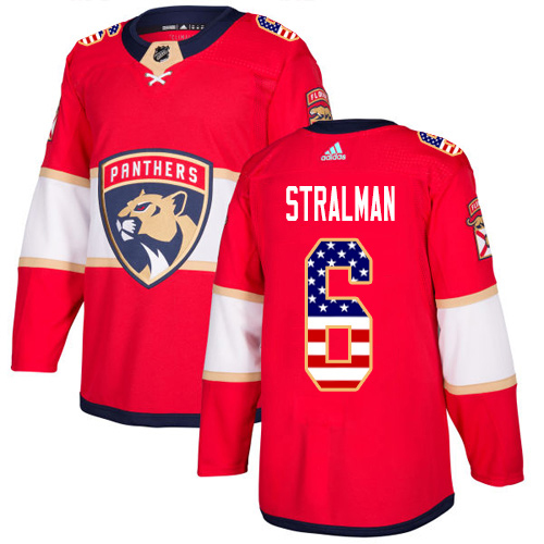 Adidas Panthers #6 Anton Stralman Red Home Authentic USA Flag Stitched NHL Jersey