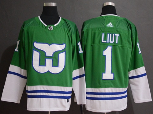 Adidas Whalers #1 Mike Liut Green Authentic Stitched NHL Jersey