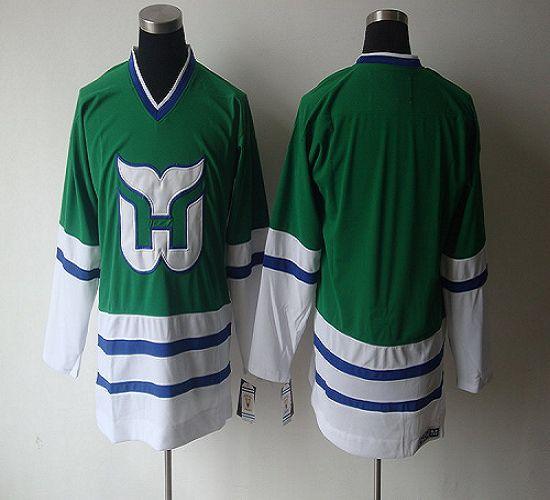Whalers Blank CCM Throwback Green Embroidered NHL Jersey