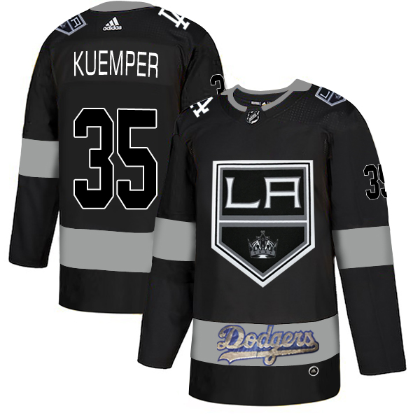 Adidas Kings X Dodgers #35 Darcy Kuemper Black Authentic City Joint Name Stitched NHL Jersey