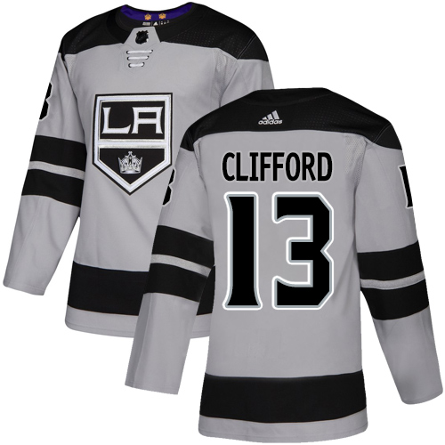 Adidas Kings #13 Kyle Clifford Gray Alternate Authentic Stitched NHL Jersey