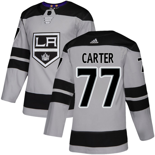 Adidas Kings #77 Jeff Carter Gray Alternate Authentic Stitched NHL Jersey