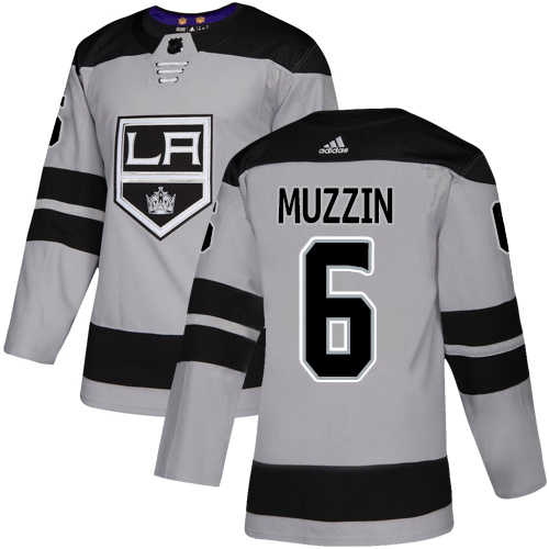 Adidas Kings #6 Jake Muzzin Gray Alternate Authentic Stitched NHL Jersey
