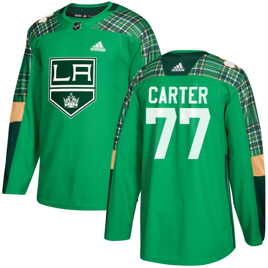 Adidas Kings #77 Jeff Carter adidas Green St. Patrick's Day Authentic Practice Stitched NHL Jersey