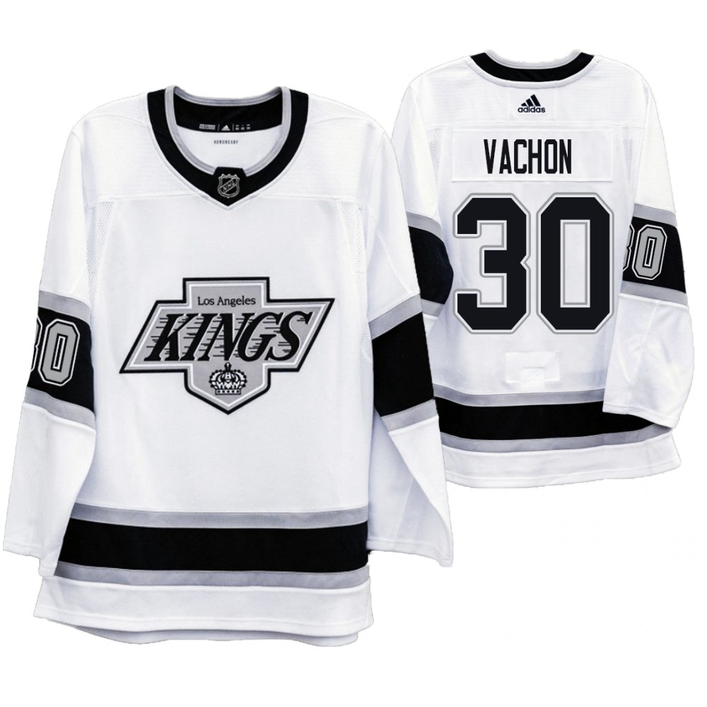 Los Angeles Kings #30 Rogie Vachon Men's Adidas 2019-20 Heritage White Throwback 90s NHL Jersey