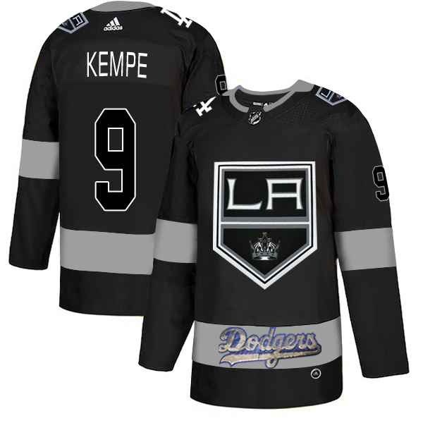 Adidas Kings X Dodgers #9 Adrian Kempe Black Authentic City Joint Name Stitched NHL Jersey