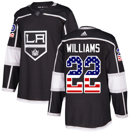 Adidas Kings #22 Tiger Williams Black Home Authentic USA Flag Stitched NHL Jersey