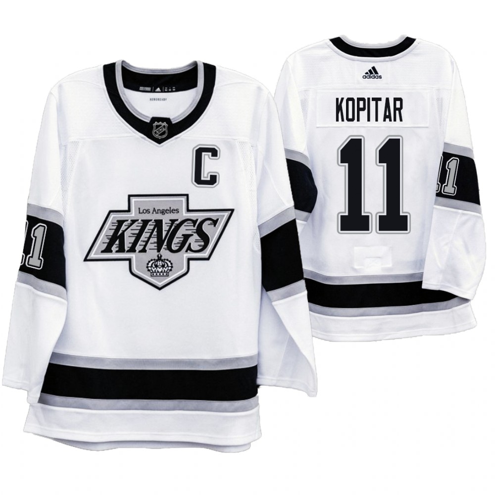 Los Angeles Kings #11 Anze Kopitar Men's Adidas 2019-20 Heritage White Throwback 90s NHL Jersey