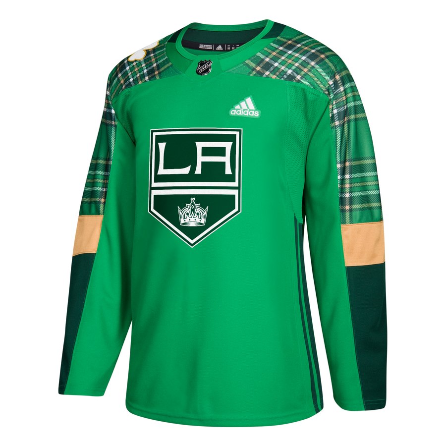 Adidas Kings Blank adidas Green St. Patrick's Day Authentic Practice Stitched NHL Jersey