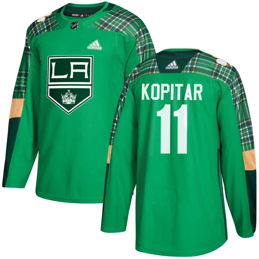 Adidas Kings #11 Anze Kopitar adidas Green St. Patrick's Day Authentic Practice Stitched NHL Jersey