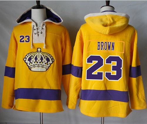 Kings #23 Dustin Brown Gold Sawyer Hooded Sweatshirt Stitched NHL Jersey