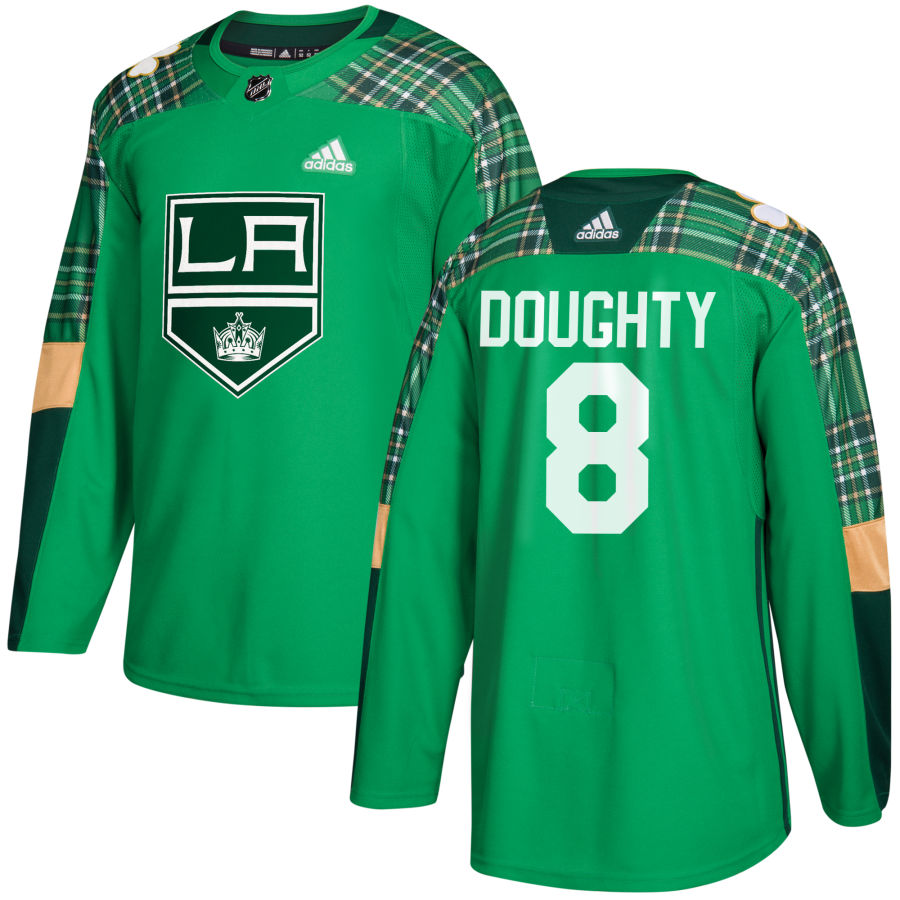 Adidas Kings #8 Drew Doughty adidas Green St. Patrick's Day Authentic Practice Stitched NHL Jersey