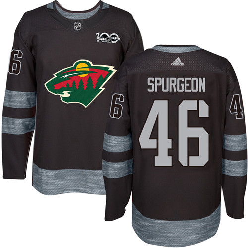Adidas Wild #46 Jared Spurgeon Black 1917-2017 100th Anniversary Stitched NHL Jersey