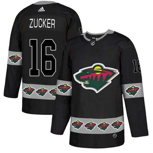 Adidas Wild #16 Jason Zucker Black Authentic Team Logo Fashion Stitched NHL Jersey